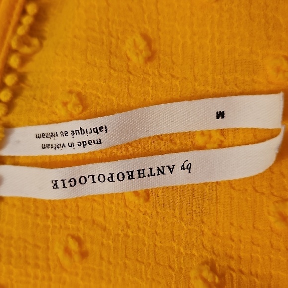 Anthropologie Longsleeve Yellow Dot Ruffle Crisscross Blouse, M - Picture 7 of 9